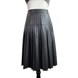 Rebecca Taylor faux leather pleated accent mid length skirt
